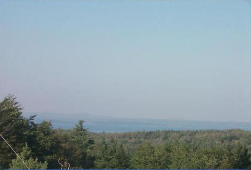 View of Acadia National Park on a hazy, polluted day.