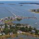 Aerial view of the end of Camp Ellis in Saco and how close homes are to the water