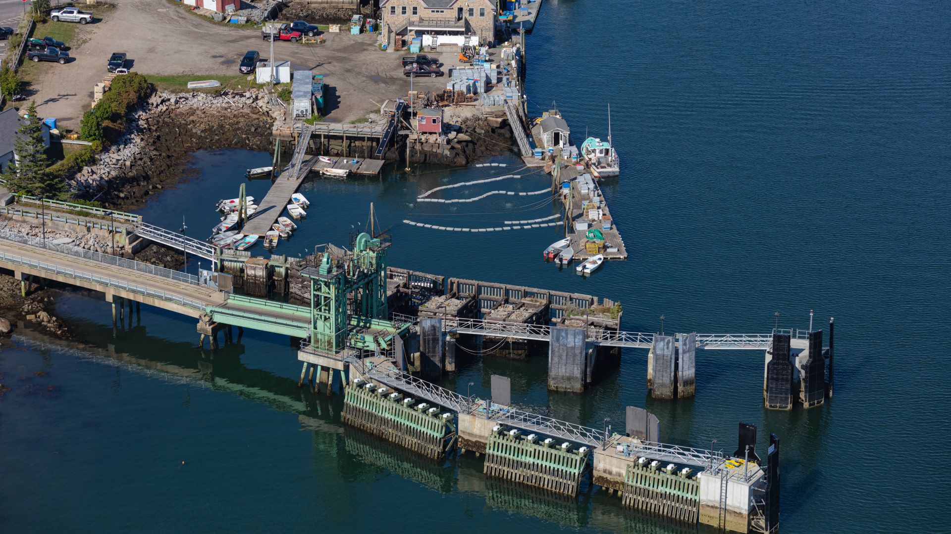 Aerial view of the ferry landing in Vinalhaven