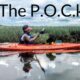 A Black woman paddles while sitting in a kayak on the water. Overlayed text reads "In The Pocket" with periods after the p, o, and c to represent the abbreviation for People of Color.