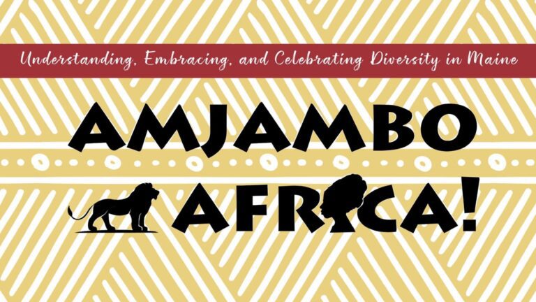 The logo for the Amjambo Africa newsroom. Its tagline is: Understanding, Embracing, and Celebrating Diversity in Maine.