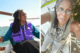 Composite image of two Janine Georgette photos. The photo on the left shows the individual wearing a purple life vest while on a sail boat. The photo on the right shows the individual taking a selfie while sitting on the edge of a grounded sail boat.