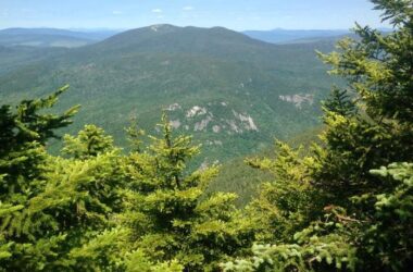 Green mountains and trees in western Maine.