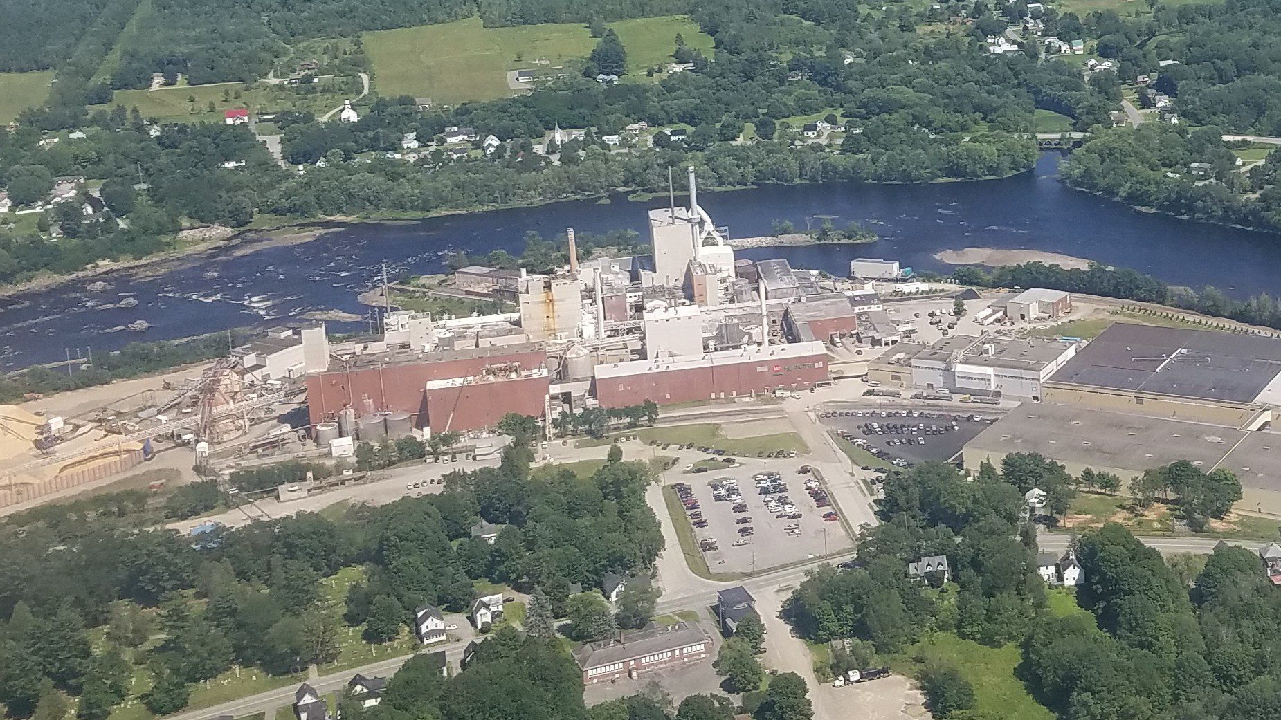 Aerial photo of the Old Town location of ND Paper.