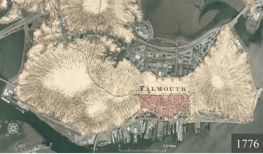 A map of Portland's shoreline in 1776.
