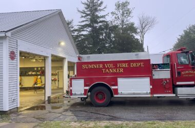 A red fire truck belonging to the Sumner Fire Department.