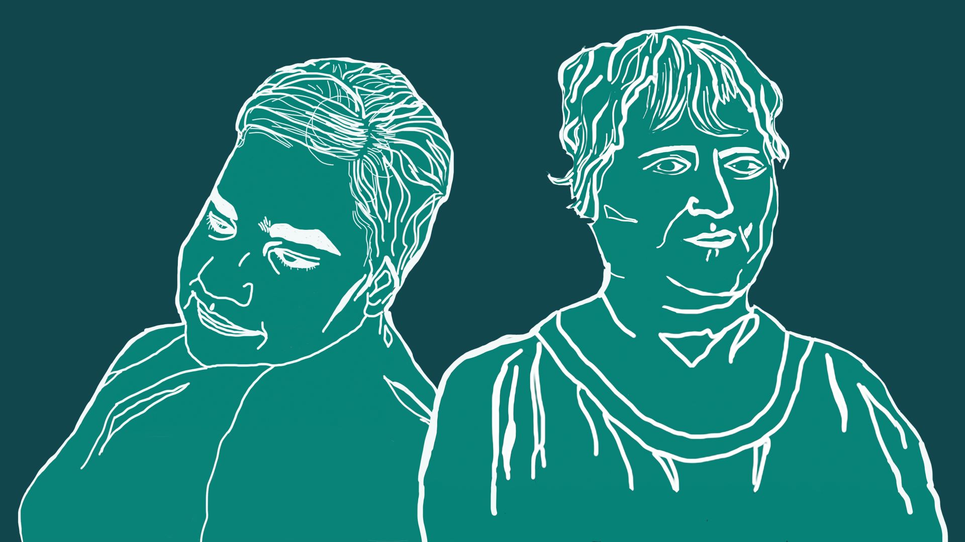 An illustrated version of Laurie Wall and Janice Sirois.