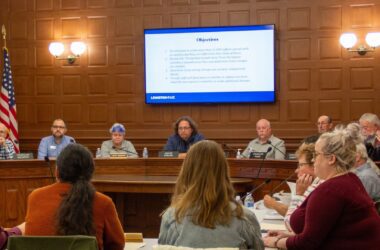 Members of the Lewiston city council and planning board attend a joint meeting.