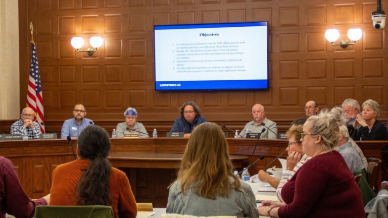 Members of the Lewiston city council and planning board attend a joint meeting.