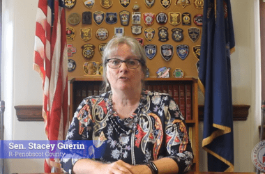 A screenshot of Senator Stacey Guerin presenting the Maine Republican Party's weekly radio address.
