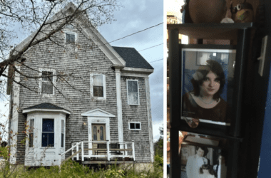 A collage photo showing the exterior of a home that Michael-Lanna "Milo" Susko lived in with their grandmother on the left and Susko on the right.