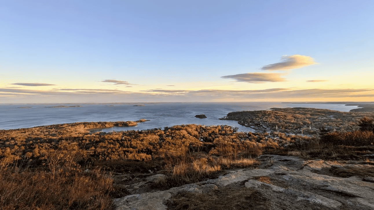 A view of Camden Harbor from a mountain top.