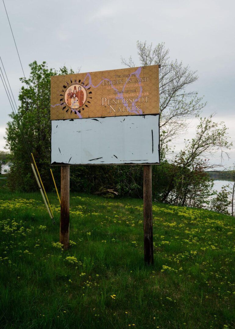 A sign marking Penobscot Nation land.