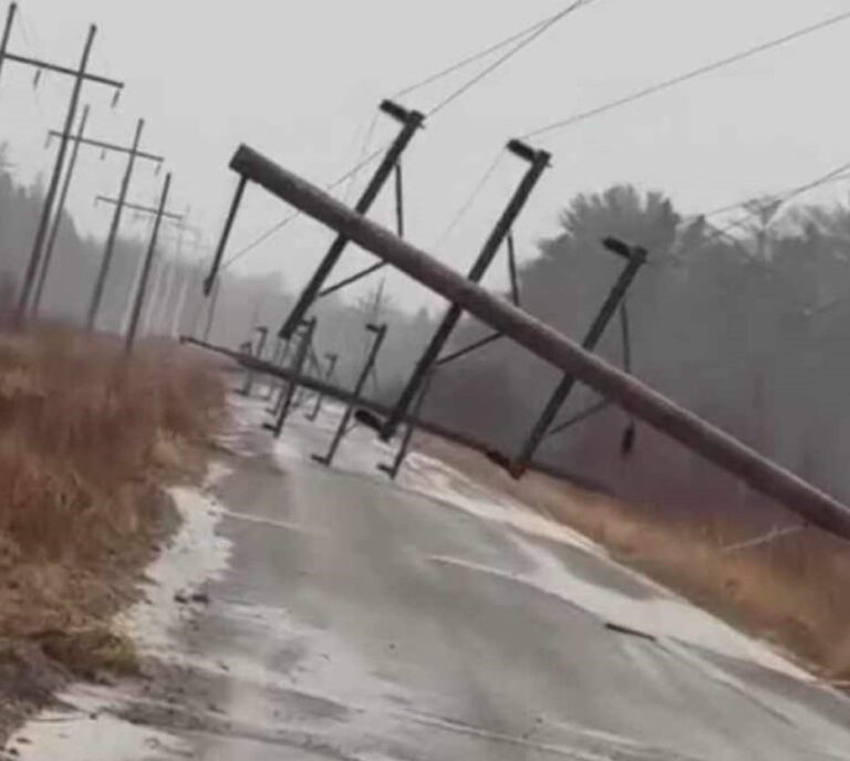 Power lines down after storm in Washington County.