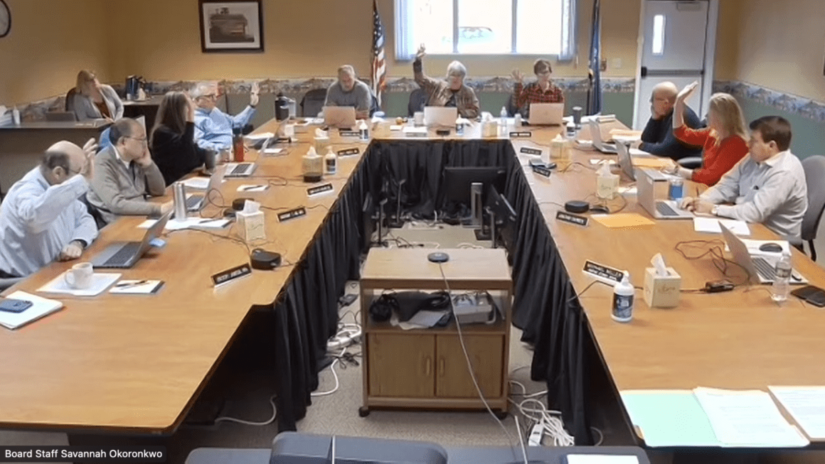 A screenshot of the medical licensure board meeting.