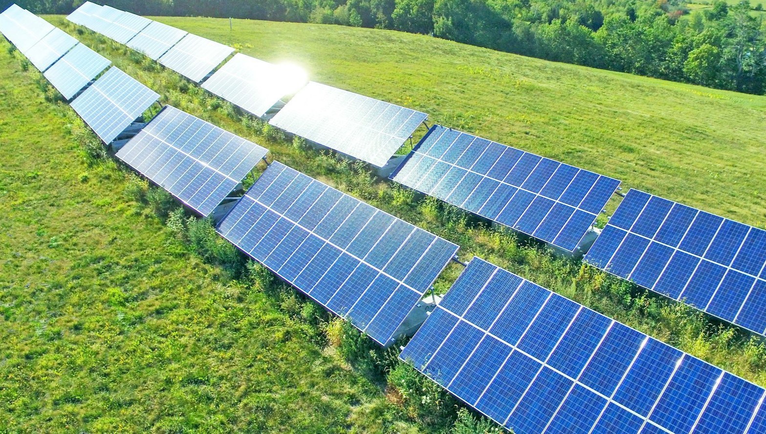 Solar panels on a hill