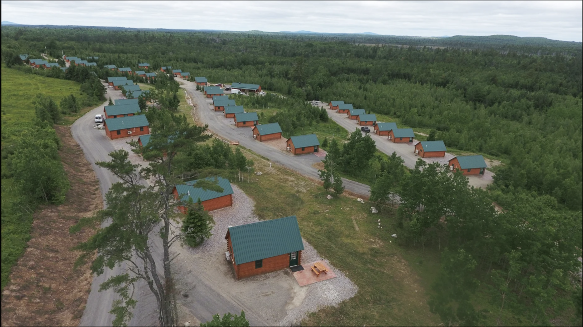 An aerial photo of the Worcester cabins.