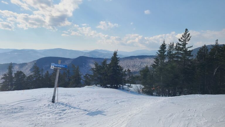 Mountaintops seen from Sunday River ski slope.