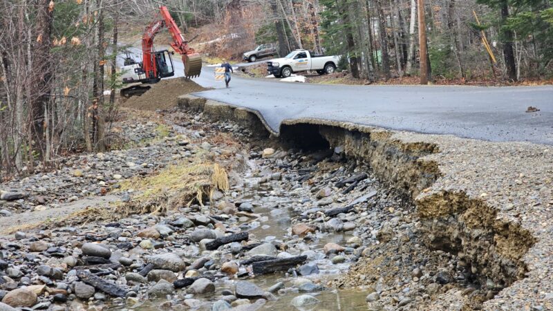 Part of a collapsed road in Franklin County.