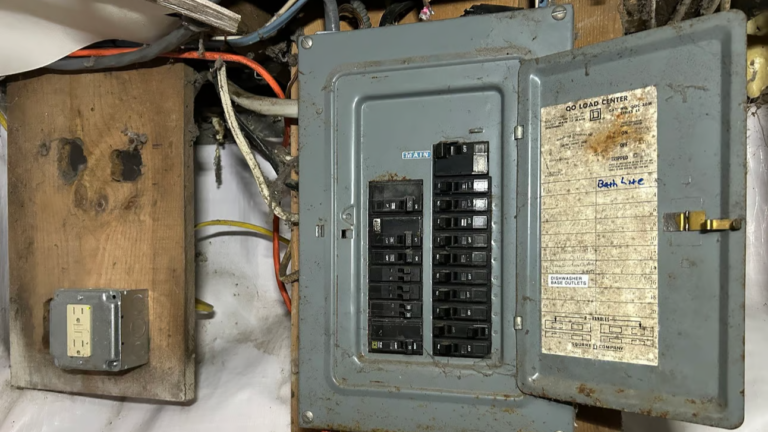 An electric panel on the wall of a home