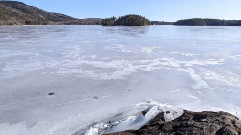 Looking across a frozen lake