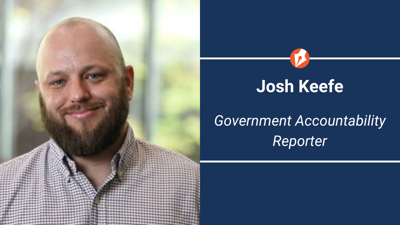 Graphic introducing Josh Keefe as the new government accountability for The Maine Monitor.
