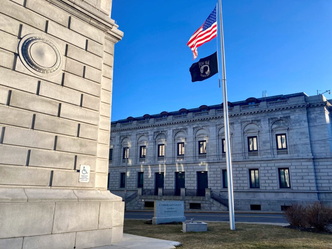 The exterior of the judicial facility in Cumberland County.
