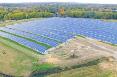 A solar array installed at the former Ocean Avenue landfill.