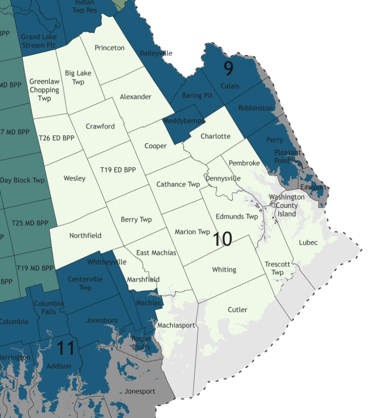 A map showing which communities are in this legislative district.