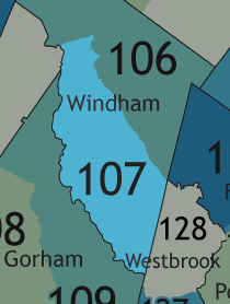 A map showing which communities are in this legislative district.