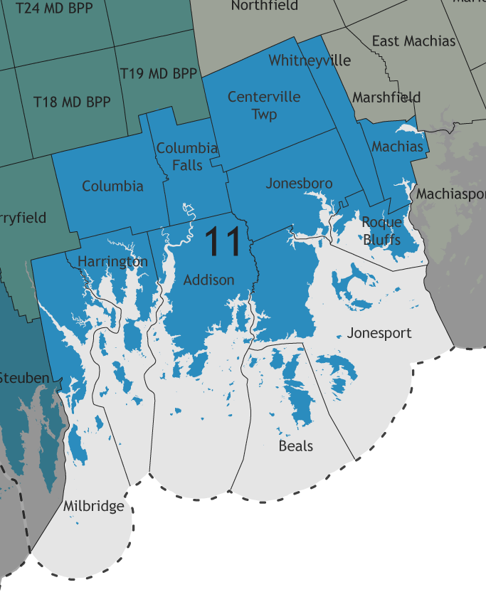 A map showing which communities are in this legislative district.