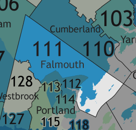 A map showing which communities are in this legislative district.