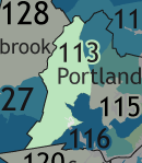 A map showing which communities are in this legislative district.