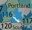 A map showing which communities are in this legislative district.