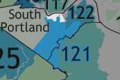 A map showing which communities are in this legislative district.