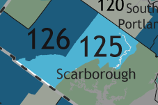 A map showing which communities are in this legislative district.