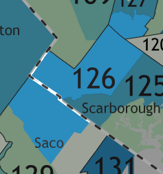 A map showing which communities are in this legislative district.