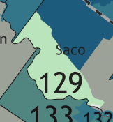 A map showing which communities are in this legislative district.