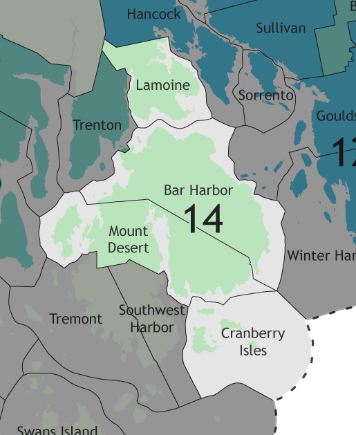 A map showing which communities are in this legislative district.