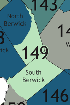 A map showing which communities are in this legislative district.