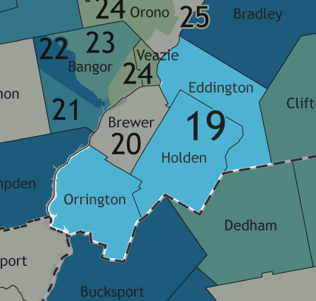 A map showing which communities are in this legislative district.