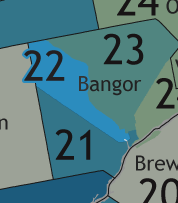 A map showing which communities are in this legislative district.