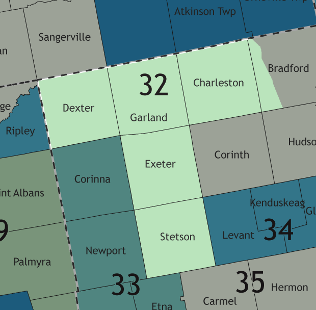 A map showing which communities are in this legislative district.