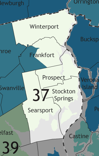 A map showing which communities are in this legislative district.