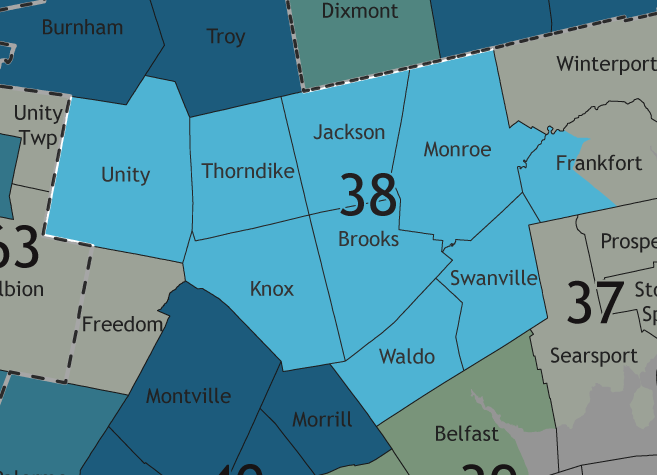 A map showing which communities are in this legislative district.