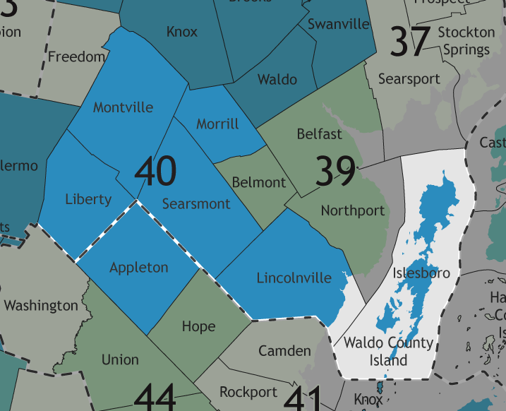 A map showing which communities are in this legislative district.