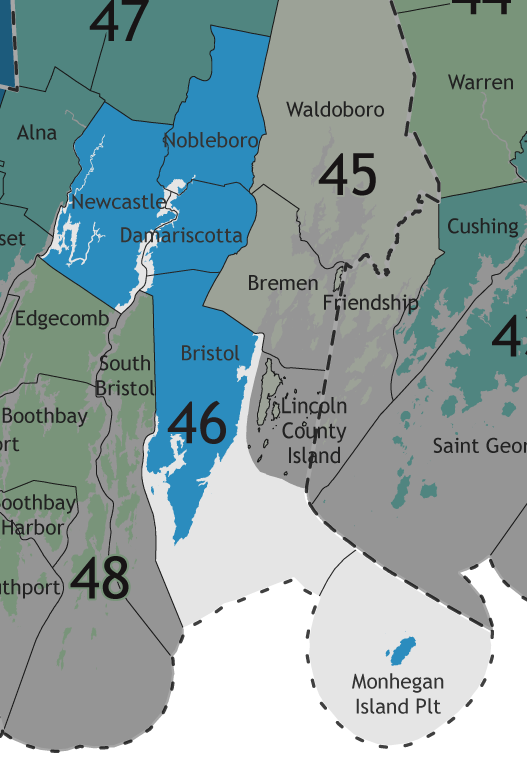 A map showing which communities are in this legislative district.