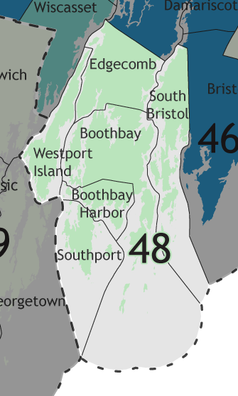 A map showing which communities are in this legislative district.