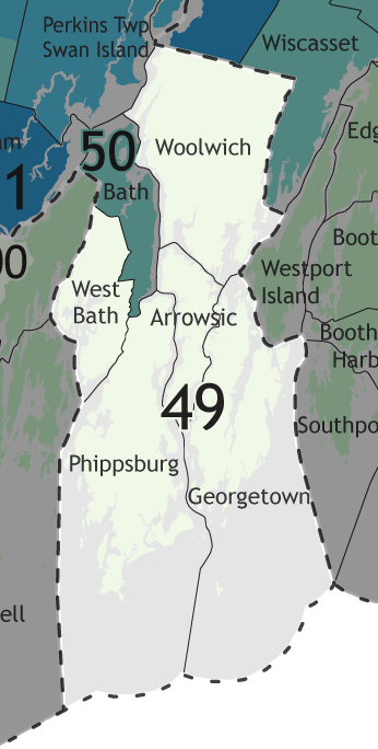 A map showing which communities are in this legislative district.