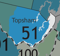 A map showing which communities are in this legislative district.